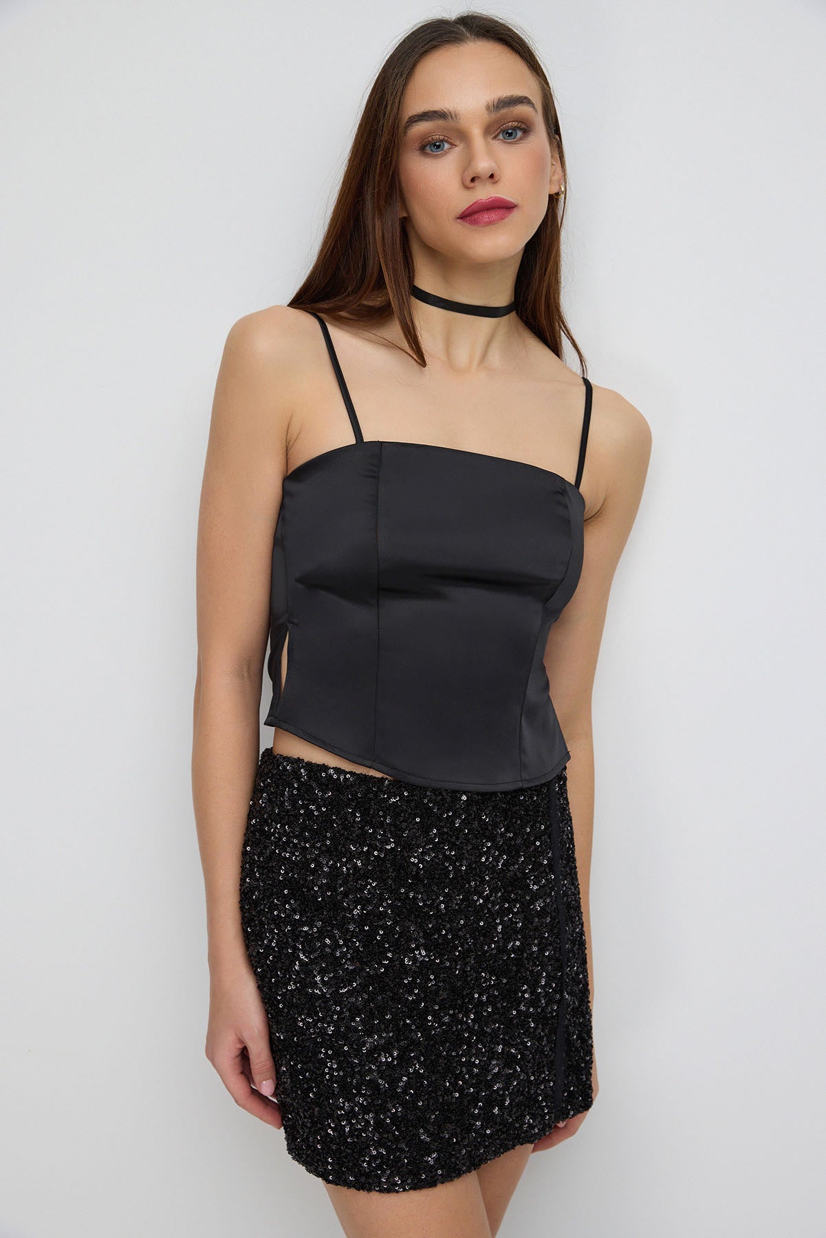 Saten Crop Top