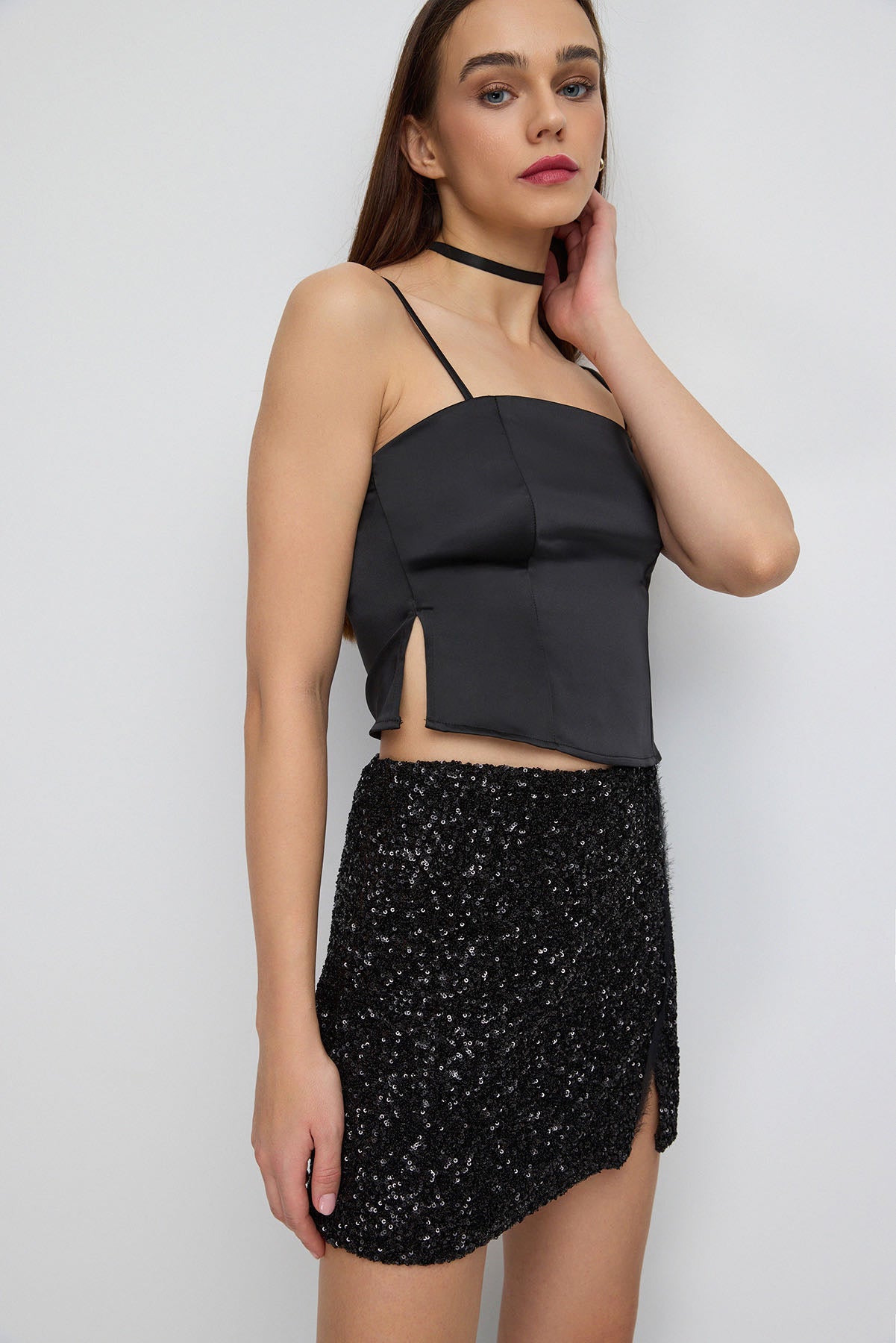 Saten Crop Top