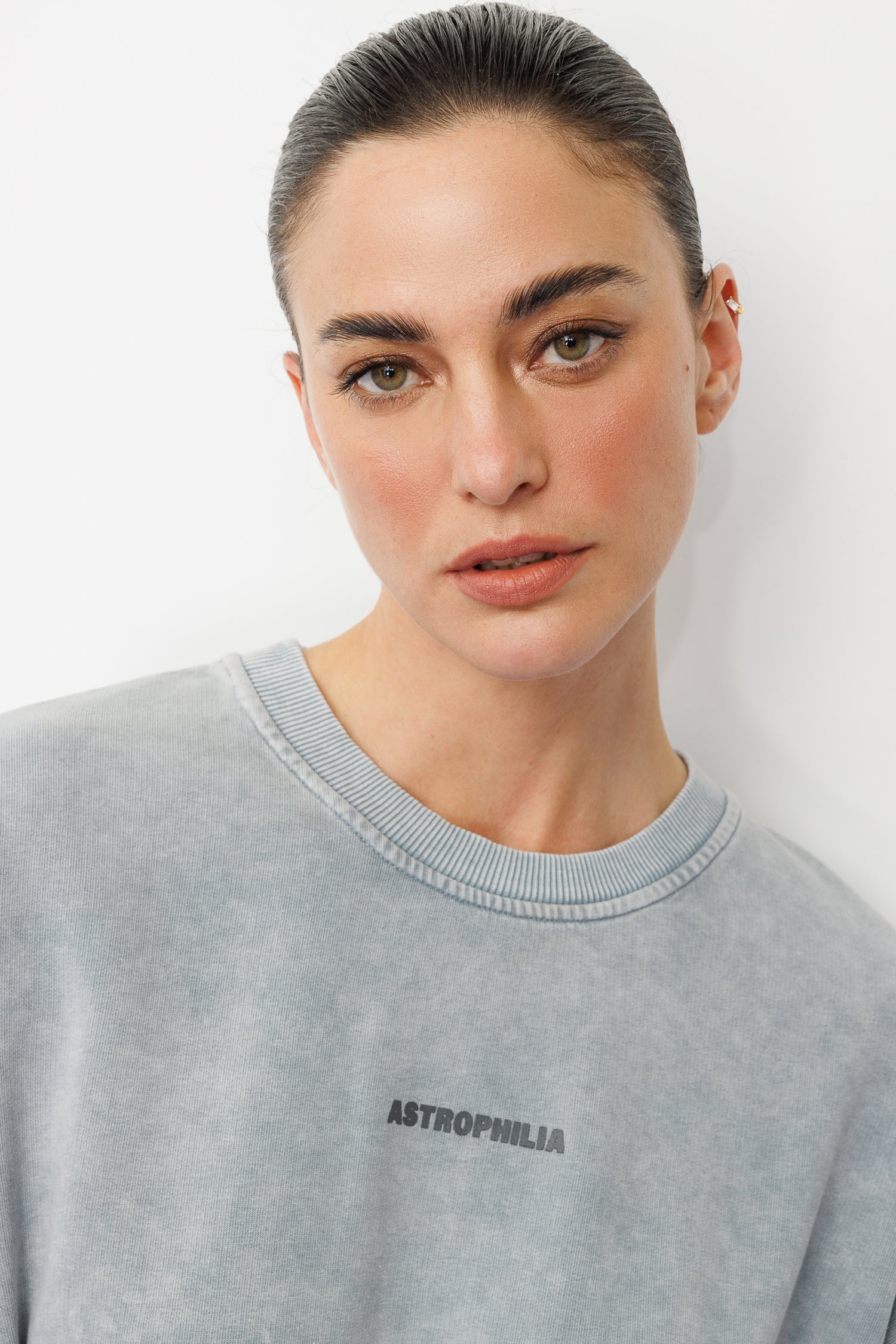 Soluk Efektli Sloganlı Sweatshirt