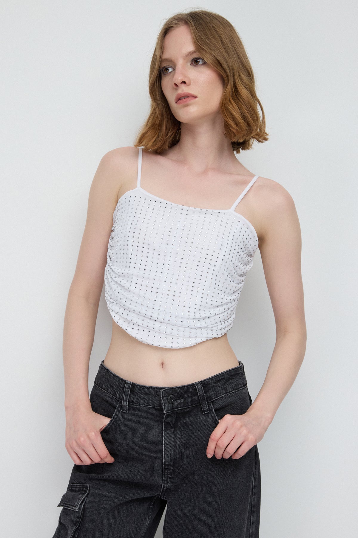 Taş Kaplamalı Crop Top