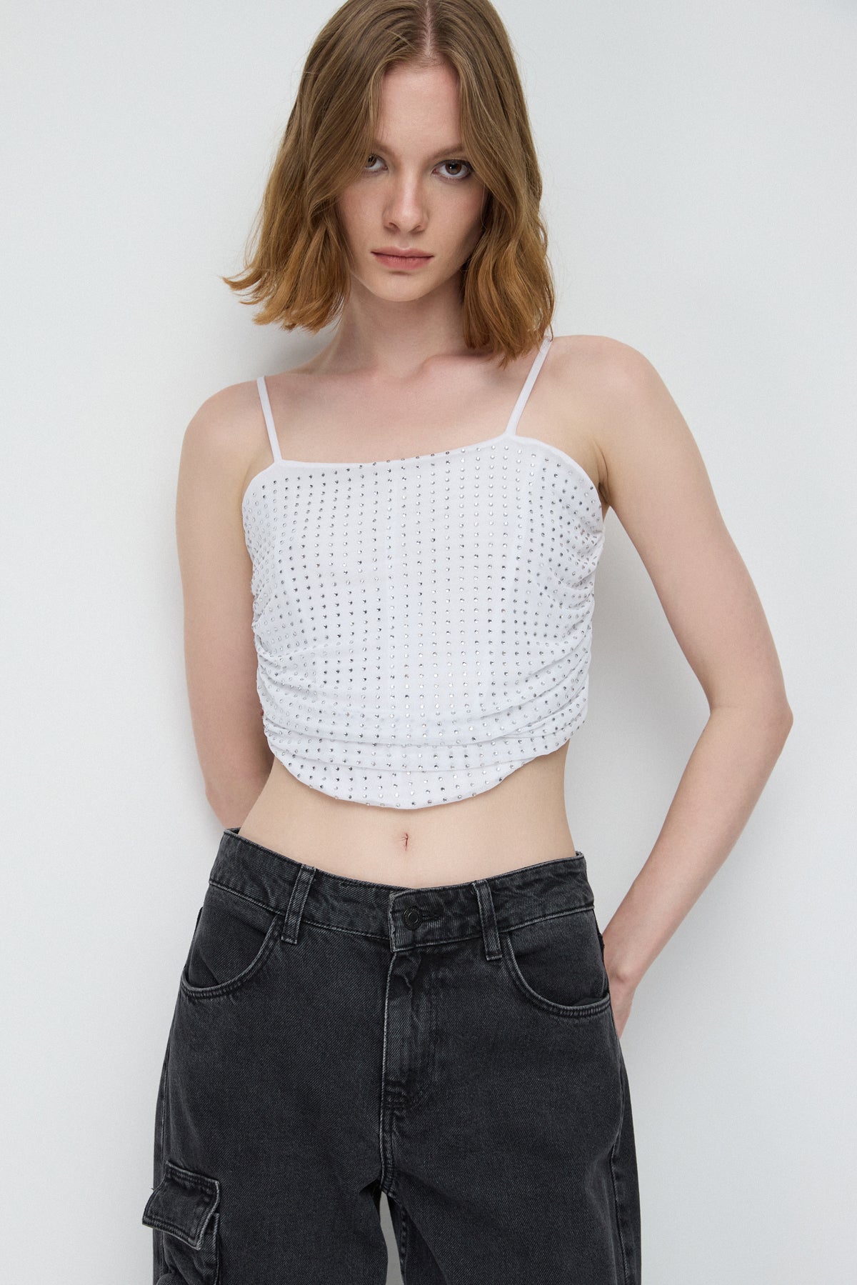 Taş Kaplamalı Crop Top