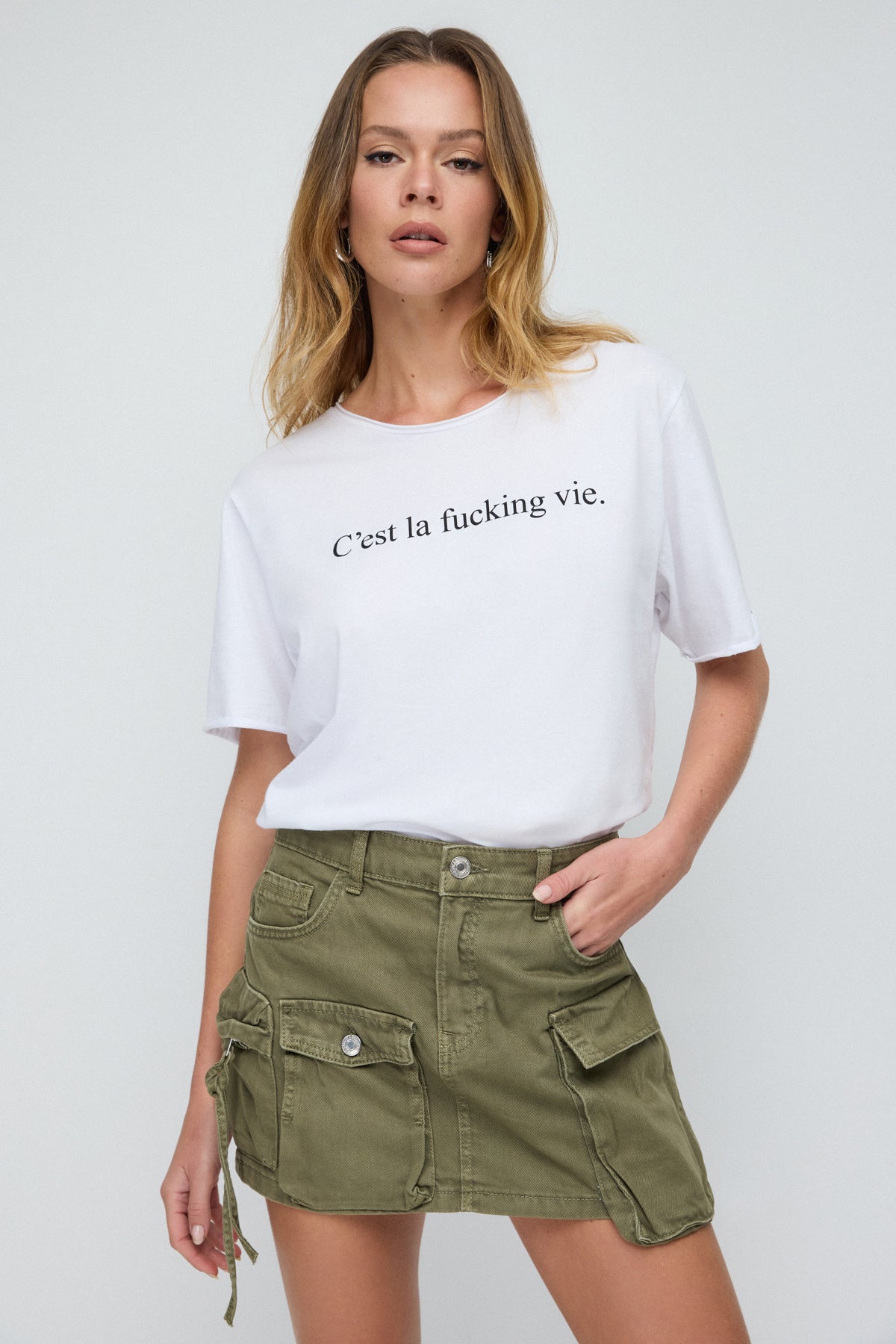 Slogan Baskılı Basic T-shirt