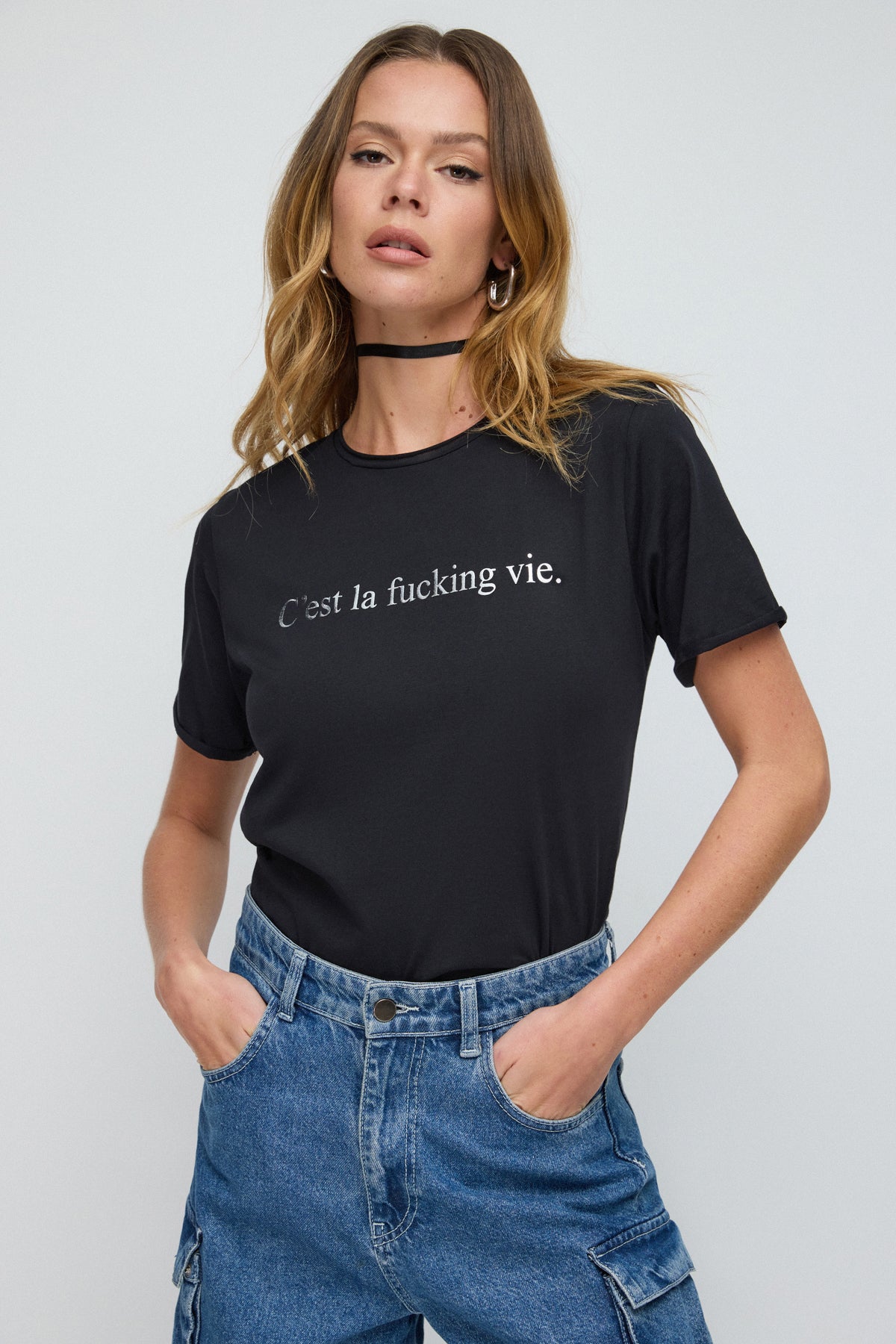 Slogan Baskılı Basic T-shirt