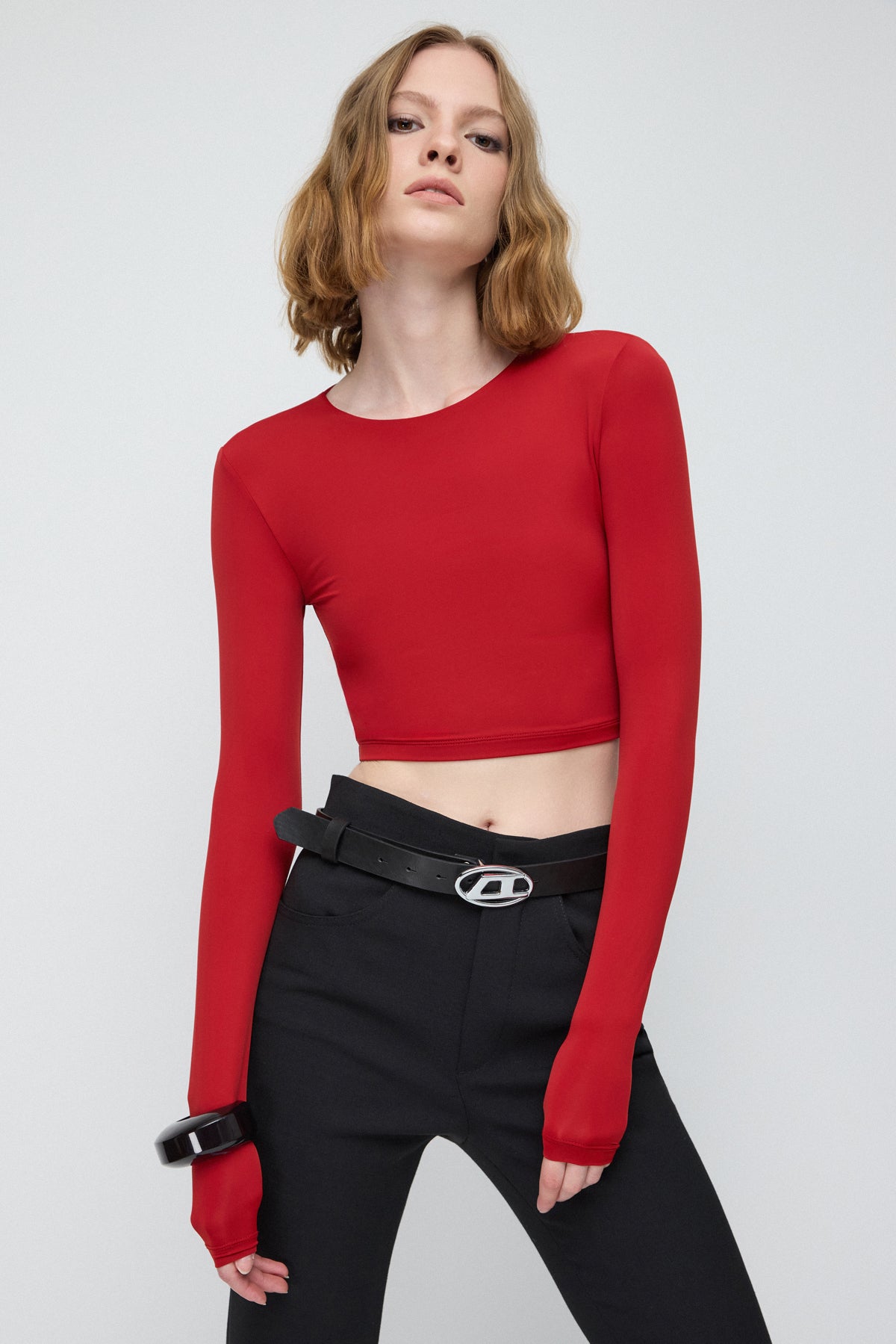 Uzun Kollu Basic Crop Top