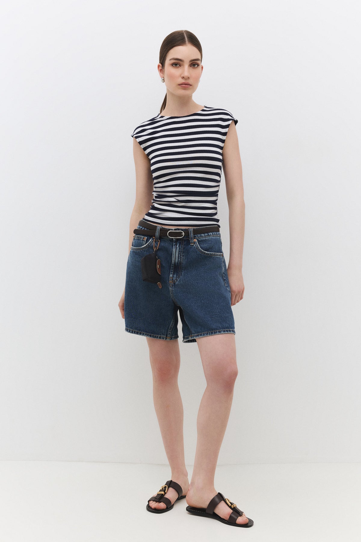 Çizgili Basic Kolsuz Top