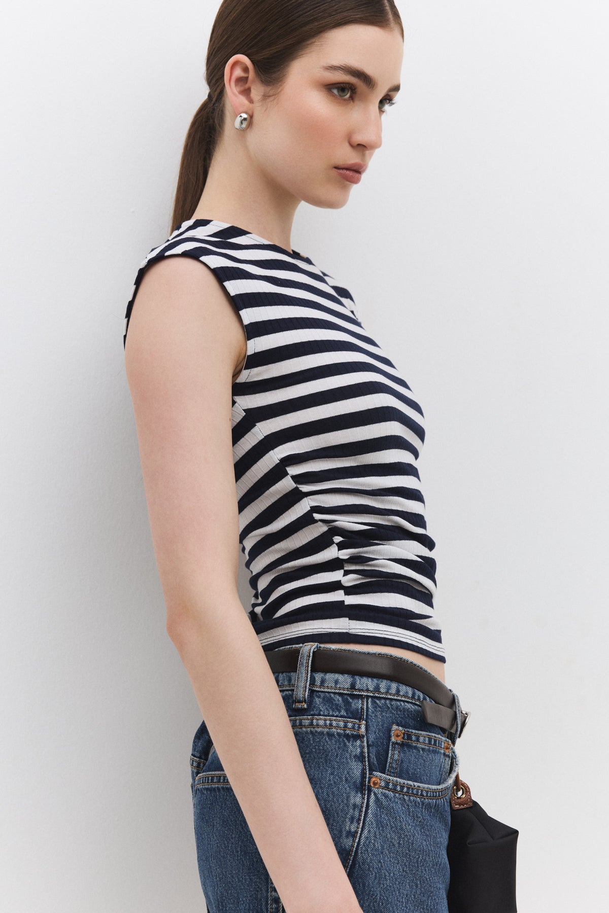 Çizgili Basic Kolsuz Top