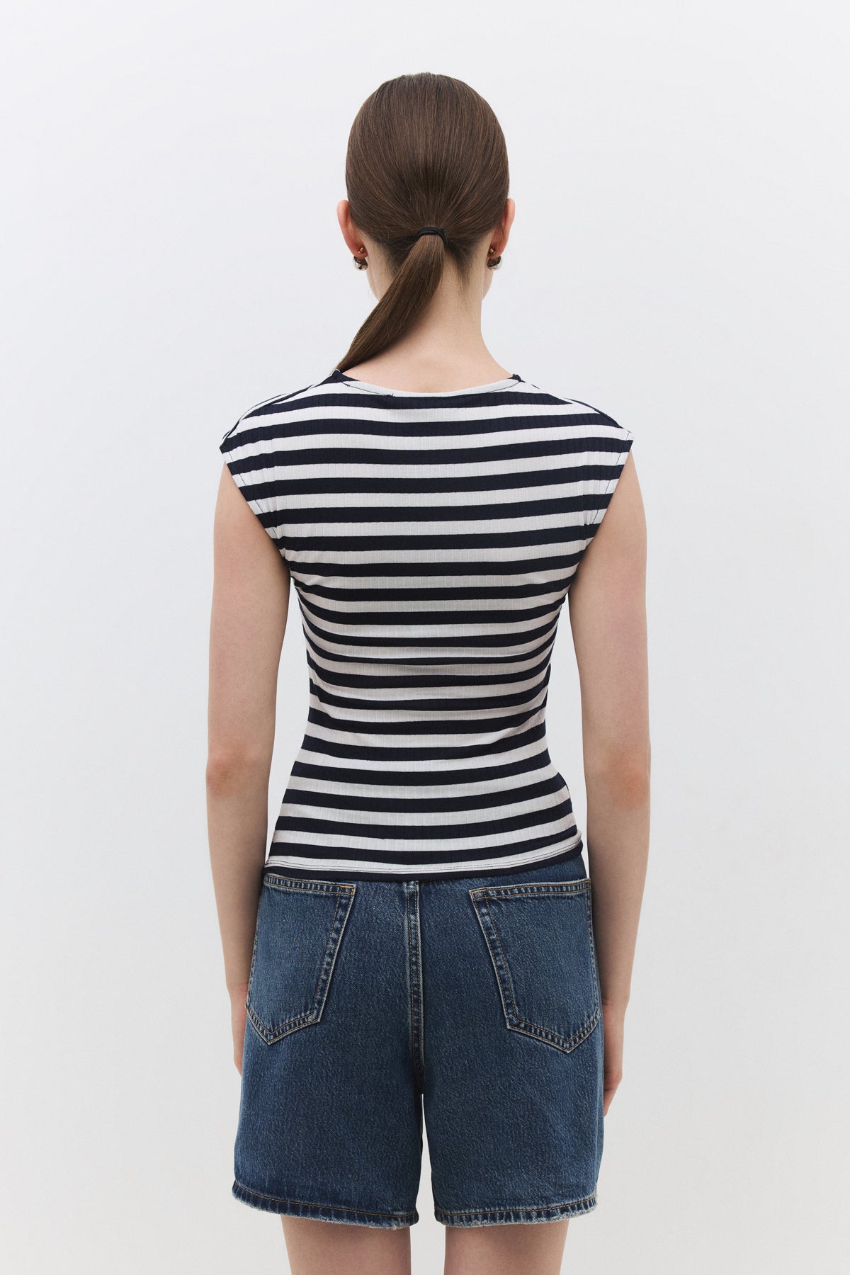 Çizgili Basic Kolsuz Top