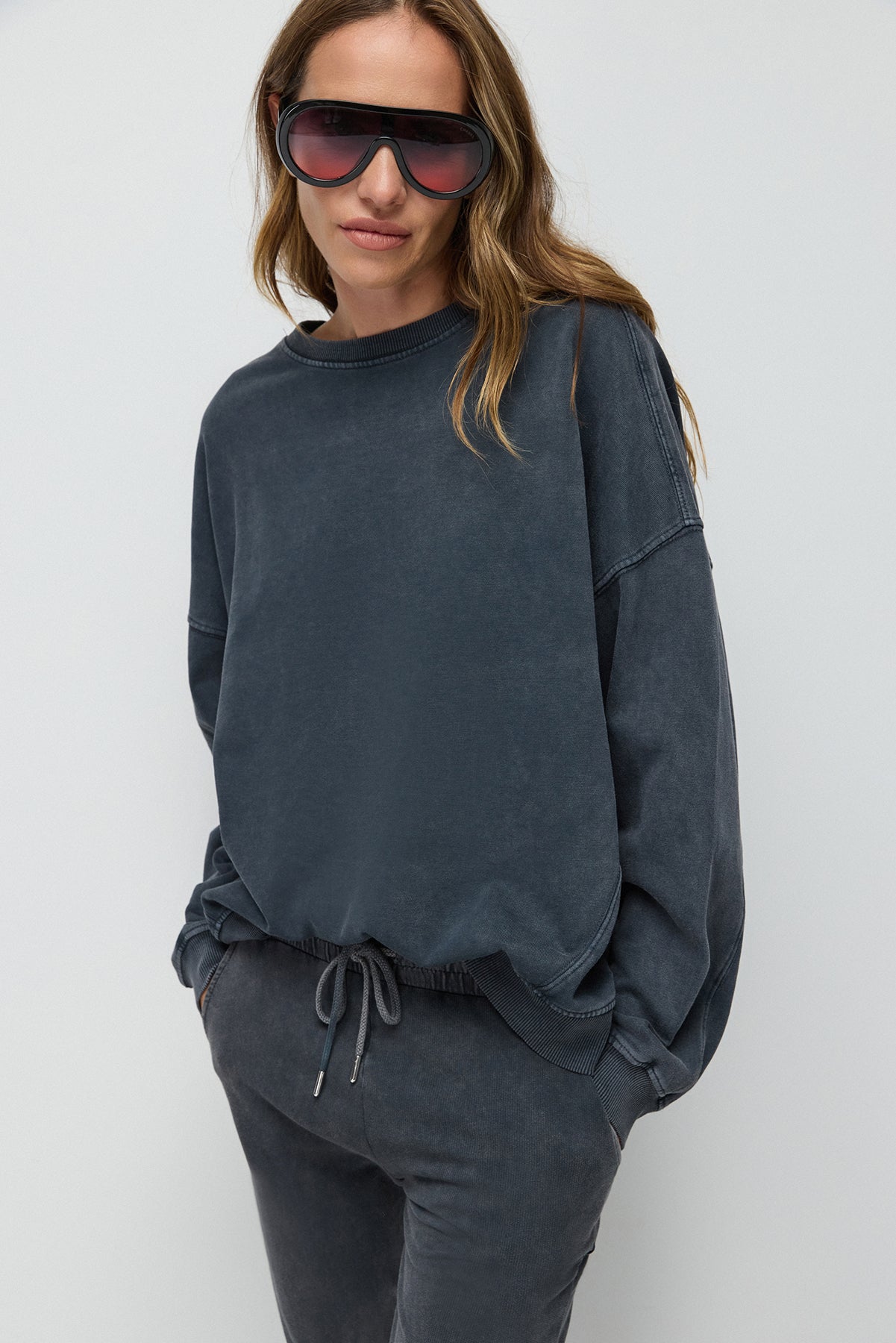 Soluk Efektli Oversize Sweatshirt