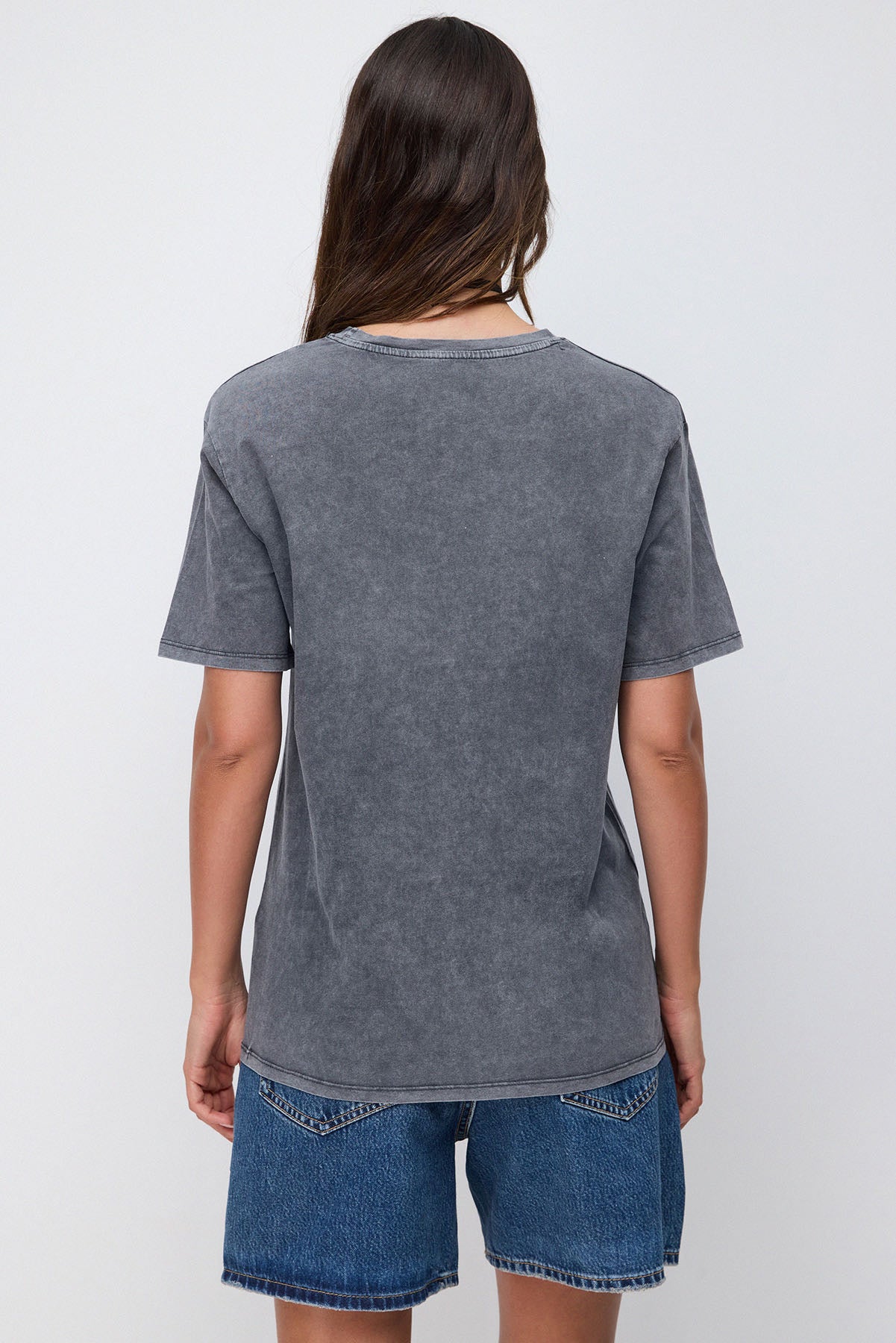 Baskılı Yıkamalı Oversize T-shirt