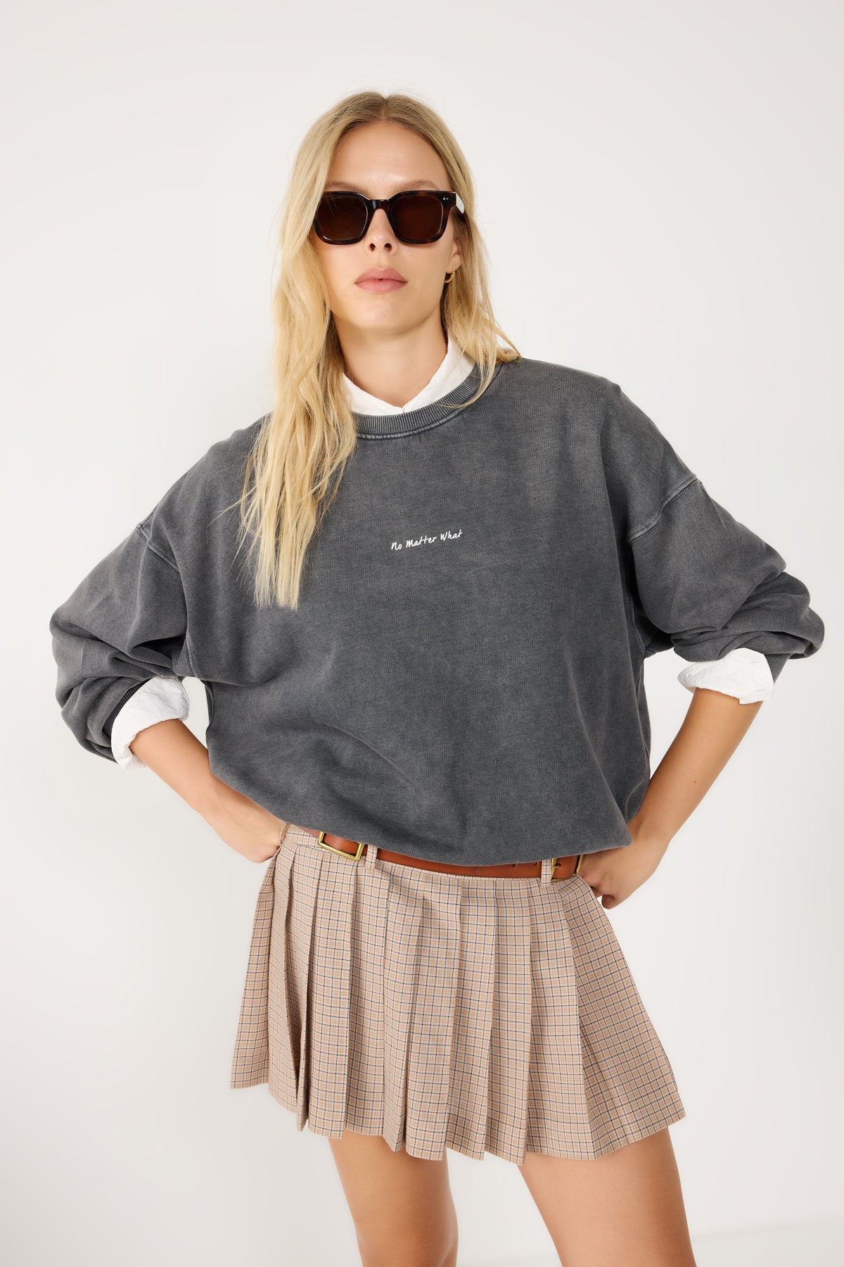 Soluk Efektli Oversize Sweatshirt