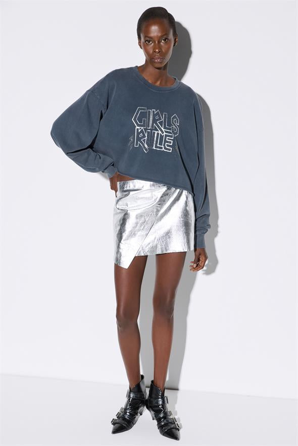 Bisiklet Yaka Crop Sweatshirt