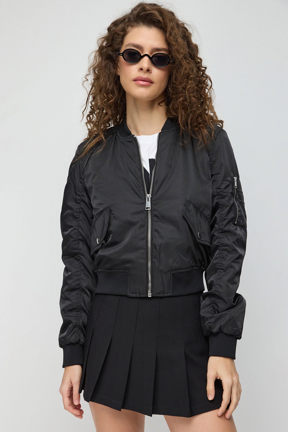 Siyah Basic Bomber İnce Mont